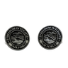 Air Force Cufflinks in 925 sterling silver - front view showcasing the fighter jets, American flag, and "Freedom in Flight" motto.