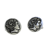Alexander the Great 925 sterling silver cufflinks - angled pair view of the classical portrait with the Horns of Ammon.