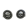 Born to Ride Cufflinks in 925 sterling silver - front view showcasing the American flag skull and biker motto.