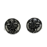 Cthulhu Cufflinks in 925 sterling silver - a direct front view of the Lovecraftian parody of da Vinci's Vitruvian Man.