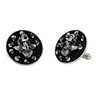 Death's Embrace 925 sterling silver cufflinks - angled pair view of the screaming soul figure surrounded by floating skulls.