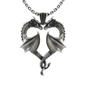 Dragon Love Pendant in 925 sterling silver, front view showing two dragons forming a heart shape.