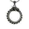 Dragon Ouroboros Pendant in 925 sterling silver, front view showing the dragon eating its tail to form a circle.