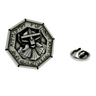 Dwarven Lapel Pin in 925 sterling silver, front view of the fantasy dwarf warrior with a runic border.