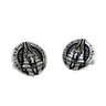Egyptian God Anubis 925 sterling silver cufflinks - angled pair view showcasing the jackal head and hieroglyph border.