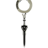 Gothic Sword Earring in 925 sterling silver - front view showcasing the detailed demon skull hilt and polished blade