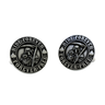 Grim Reaper Biker Cufflinks in 925 sterling silver - front view showcasing the detailed Reaper, scythe, and "Ride Forever" motto.
