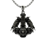 Huginn and Muninn Pendant featuring Odin's ravens and a wolf on Thor's Hammer (Mjolnir) in sterling silver.