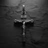 INRI Crucifix Pendant 925 sterling silver cross in gold-tone finish showcasing detailed Jesus Christ figure and wooden texture
