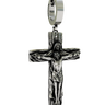 Jesus Cross Earring in 925 sterling silver - front view showcasing the detailed crucifix figure and wood texture