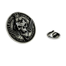 Lethal Threat Hot Rod Pin in 925 sterling silver, front view of the V8 engine skull design.