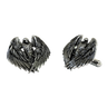 Majestic Eagle 925 sterling silver cufflinks - angled pair view showcasing the powerful spread-wing design and intricate feather details.