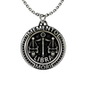 Memento Mori Libra Pendant in 925 sterling silver, front view showing the Libra scales with skull details.