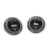 Memento Mori Virgo 925 sterling silver cufflinks - front view showcasing the iconic skull, rose, and zodiac design.