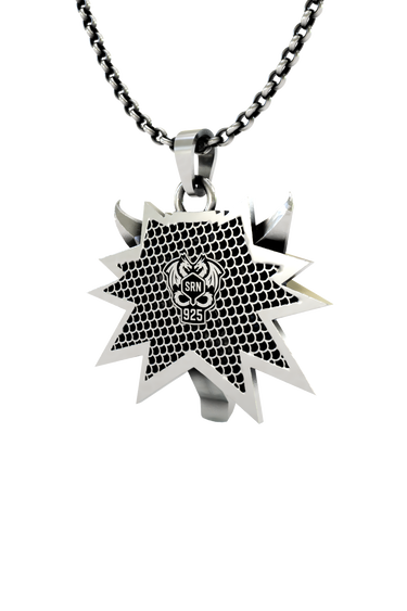 Multiple angle views of the 925 silver Wolf School Pendant showing its complete 3D geometric structure.