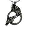 Odin Ravens Pendant in 925 sterling silver, featuring Huginn and Muninn perched on a Celtic knot ring.