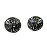 Ornate Elephant Cufflinks in 925 sterling silver - a direct front view showcasing the intricate ceremonial patterns and botanical details.