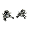 Pirate Skull Cufflinks in 925 sterling silver - front view showcasing the skull, eyepatch, and crossed flintlock pistols.