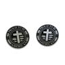 Proud to be American Cufflinks in 925 sterling silver - front view showcasing the Christian cross over the American flag.