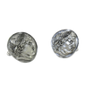 Roman Emperor Laurel Wreath 925 sterling silver cufflinks - angled pair view of the classic ancient coin design.
