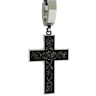 Rose Cross Earring in 925 sterling silver - front view showcasing the intricate rose vine engraving on the cross charm.