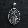Saint Nicholas Medal Pendant 925 sterling silver pendant - angled view showcasing detailed bishop figure with mitre and crosier