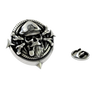 Sea Captain Skull Pin in 925 sterling silver, front view of the pirate skull with a captain's hat and pipe.
