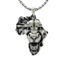 Side angle view of the Sterling Silver African Lion Pendant highlighting the textured mane that forms the shape of Africa