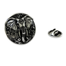 Silver Elephant Lapel Pin in 925 sterling, front view showing the beautiful and ornate animal design.