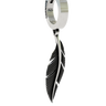 Silver Feather Earring in 925 sterling silver - front view showcasing the detailed feather charm and polished huggie hoop.