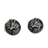 Silver Fox Cufflinks in 925 sterling silver - a direct front view showcasing the detailed fox head among woodland foliage.