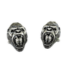 Silver Gorilla Cufflinks in 925 sterling silver - a direct front view showcasing the powerful roaring gorilla head design.