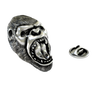 Silver Gorilla Lapel Pin in 925 sterling, front view of the powerful roaring silverback gorilla.