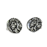 Silver Lion Cufflinks in 925 sterling silver - a direct front view showcasing the majestic lion head and savanna background.
