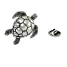 Silver Sea Turtle Lapel Pin in 925 sterling silver - top-down view highlighting the polished shell finish