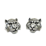 Silver Tiger Cufflinks in 925 sterling silver - a direct front view showcasing the powerful tiger face and stylized stripes.