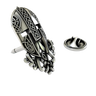 Silver Warrior Helmet Lapel Pin in 925 sterling, front view of the helmet with an intricate Celtic knot beard.