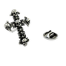 Skull Cross Pin in 925 sterling silver, front view of the cross made entirely from skulls and bones.