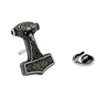 Thor's Hammer Lapel Pin (Mjolnir) in 925 sterling silver, front view showcasing the intricate Norse knotwork.