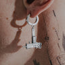 Uzi Rifle Earring in 925 sterling silver - front view showcasing the detailed miniature gun replica