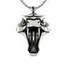Viper School Pendant inspired by The Witcher, front view of the sharp, geometric viper head in sterling silver.