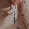 Vitruvian Man Earring in 925 sterling silver - front view showcasing the iconic Da Vinci anatomical design