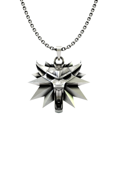 Wolf School Pendant, the iconic Witcher medallion of Geralt of Rivia, in 925 sterling silver.