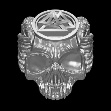 Valknut Warrior Ring silver ring shown with size reference demonstrating substantial 19-gram weight