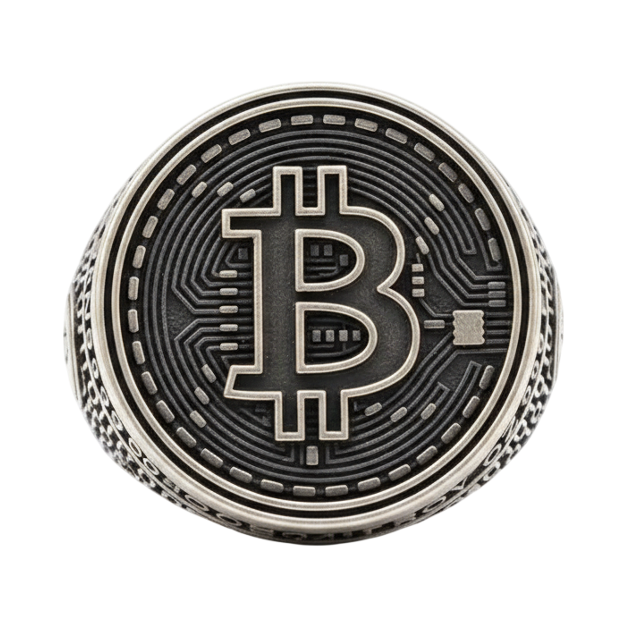 Bitcoin Ring | Oxidized Silver | Sarnion