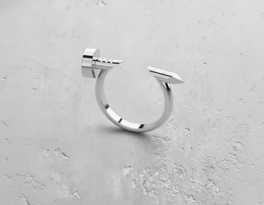 Polished 925 sterling silver nail ring with a bright, reflective finish, highlighting the minimalist and modern design.