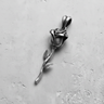 Oxidized 925 sterling silver rose flower pendant showing detailed leaves and realistic depth