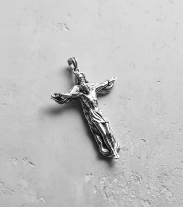 925 sterling silver Holy Trinity pendant featuring God the Father and Jesus on the cross