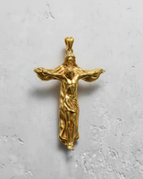 Front view of handcrafted 925 sterling silver Holy Trinity pendant featuring Jesus and God the Father figures