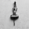 Oxidized 925 sterling silver ballerina pendant showcasing the dancer's elegant pose and detailed tutu on a light background